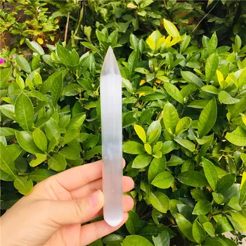 

Natural selenite white stone cream massage stick gypsum crystal