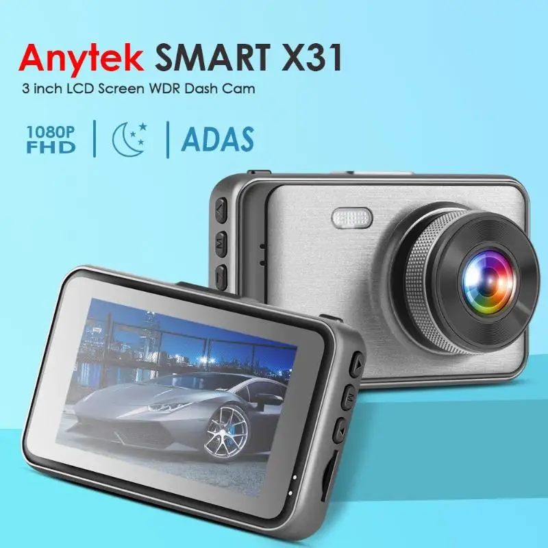 

Anytek X31 1080p FHD Car DVR Camera Dash Cam License Number Recognition Car Dash Camera WiFi DVR Voice Control 24H Park 70 MAI