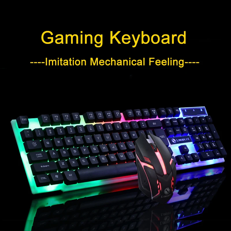 Gaming Keyboard Mouse Set Mechanical Keyboard 104 Keycaps RGB LED Backlight Gaming Mouse Gamer Keyb