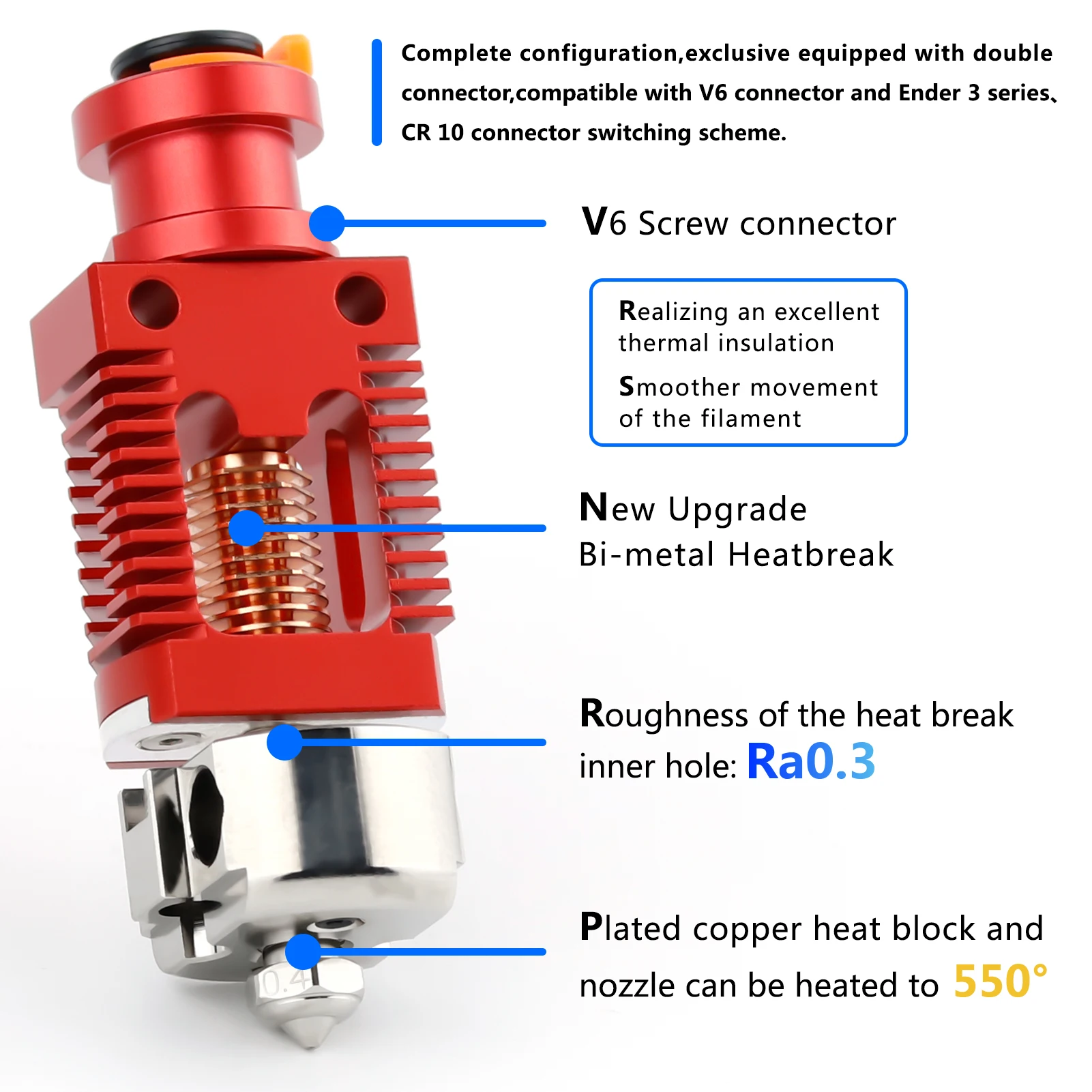 chapeado cobre hotend para CR-10 cr10s Ender-3 v2 Ender-3