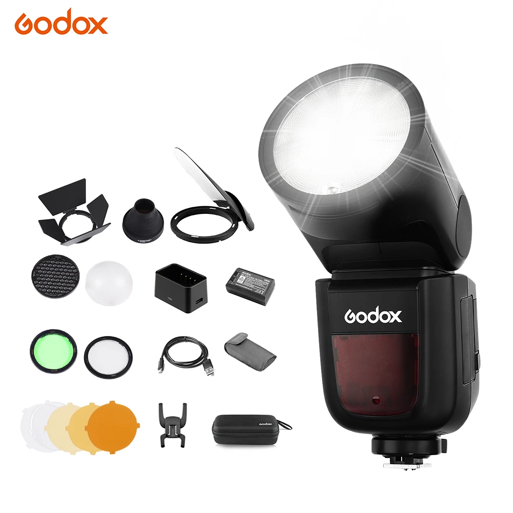 Godox V1P Камера Вспышка Speedlite+ AK-R1 Карманный Фонарик Аксессуары головка набора флэш-память для PENTAX 645Z K-3II K-1 K-50 K-S2 K70