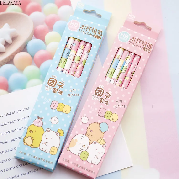 12pcs/set Sumikko Gurashi Corner Bio Cartoon Unicorn Pencil Action Figure HB Wood Drawing Stationery Students Office Supplies | Игрушки и