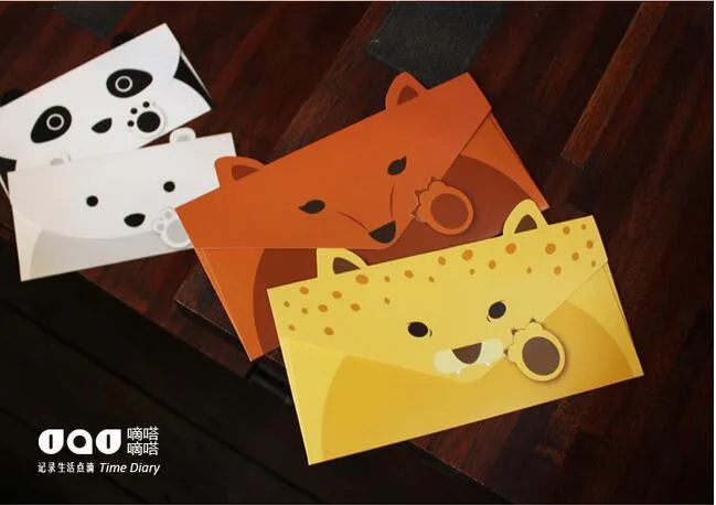2 шт./лот Творческий милое животное панда собака Стиль бумага крафт конверт корейский поздравительные открытки канцелярские