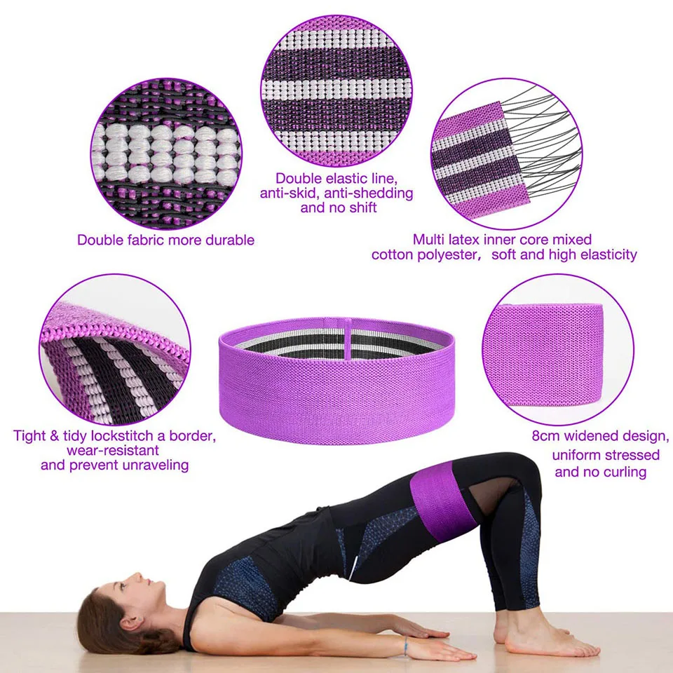 Generic （Purple150LBS）Glute Band Loop Cotton Hip Resistance Bands