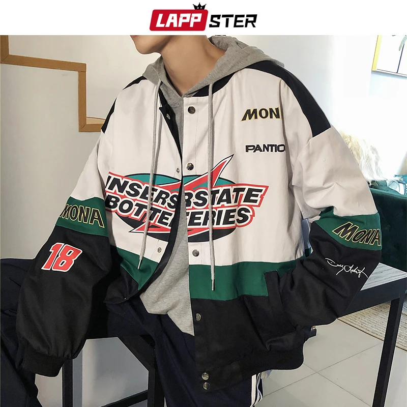 LAPPSTER Men Patchwork Streetwear Bomber Jackets 2021 Autumn Mens Korean Fashions Windbreaker Harajuku Hip Hop Jackets Coats