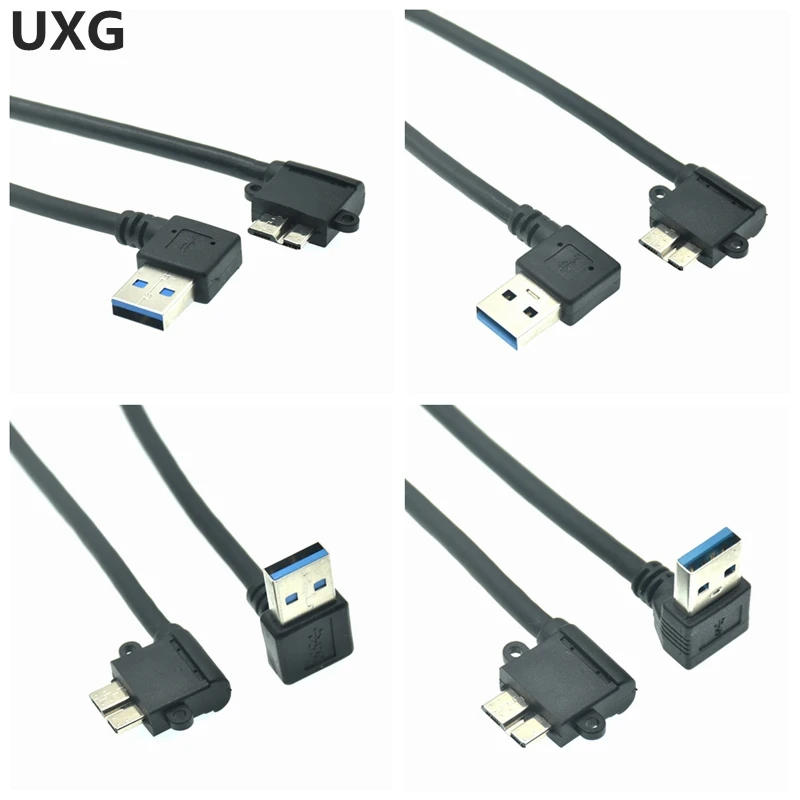 USB 3.0 90-Degree Right Angle Data Charging Cable for HDD Case with A Male to Micro B Male Adapter Description Image.This Product Can Be Found With The Tag Names Computer Cables Connecting, Computer Peripherals, Data charging cable, PC Hardware Cables Adapters