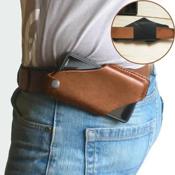 

1PC PU Leather Simple Belt Bag Brown Black Fashion Waist Bag Universal Phone Bags Cellphone Phone Protection Case Unisex Hot
