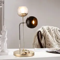 Нордическая современная простая блестящая золотая стеклянная светодиодная металлическая настольная лампа Industiral с двойной головкой