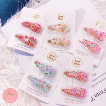 7975 Южная Корея детский головной убор детские ПВХ заколки Жемчужные Капли воды милые принцесса конфеты стерео небольшой зажим