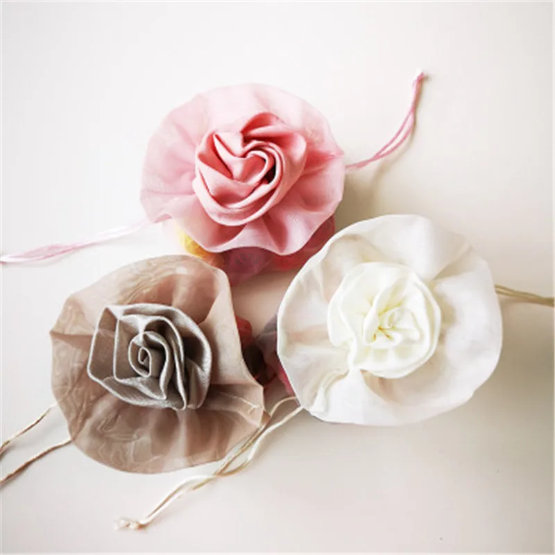 Свадебные прозрачные пакеты с розочками на шнурке мешочки из органзы Подарочная