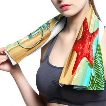 

Summer Tropical Beach Seashore Starfish Bike Face Towel Cooling ice Utility Instant Cozy Ice Cold for Running
