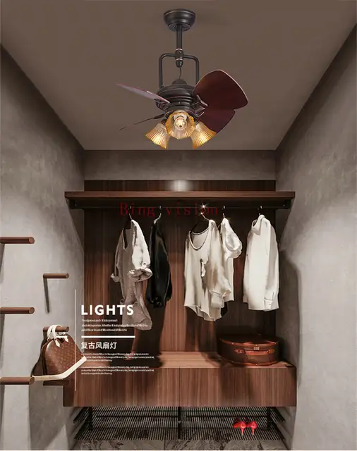 Online Shop 24 Inch Retro Village Wood Mini Ceiling Fans With