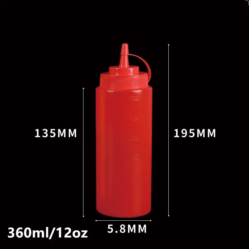 Red-360ml 12oz Горячее приспособление для барбекю, бутылочки для приправ с закручивающейся крышкой, крышки для кетчупа, горчицы, соусы Майо, бутылки для оливкового масла, кухонный гаджет - Цвет: Red-360ml 12oz