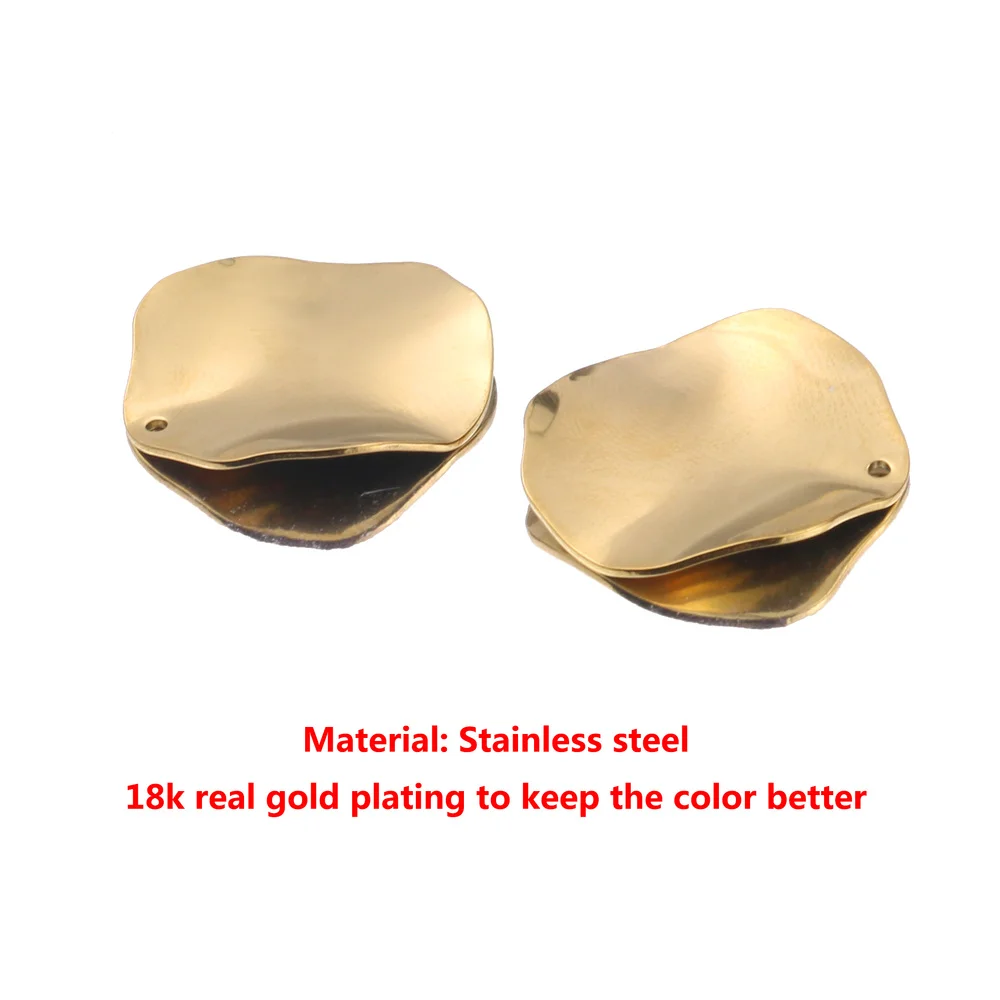 10pcs/lot Gold Stainless Steel Irregular Earrings Format Charms Pendants  DIY Connection Keychain Jewelry Making Accessories