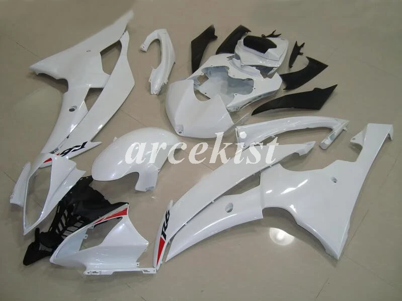 4 подарки стиль набор впрыскивателей Мотоцикл Обтекатели Fit для YAMAHA YZF-R6-600 2008- 08-16 Кузов Набор изготовленный на заказ белый