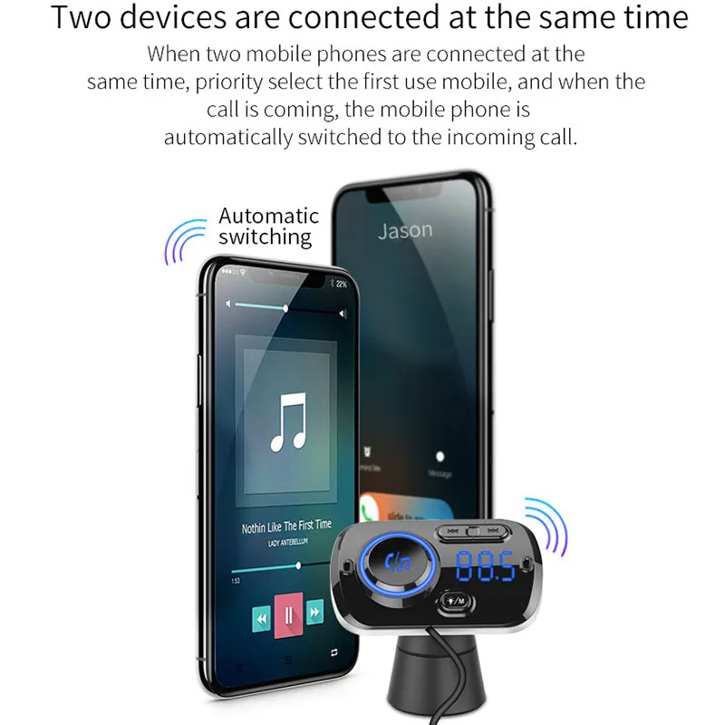 Fm-передатчик модулятор Bluetooth приемник автомобильный беспроводной радио адаптер громкой связи вызов Быстрая зарядка 3,0 двойной USB быстрое автомобильное зарядное устройство