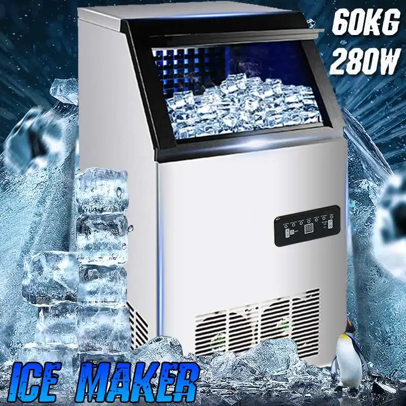 

Efficient 60KG /24H 220V Electric Automatic Cube Ice Maker Commercial or Home Use Ice Making Machine 280W 60KG /24H Ice Maker