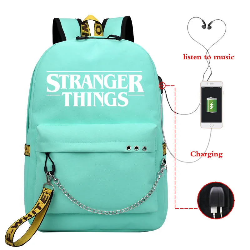 Freak Stranger Things, сумка на плечо, USB, с двойной проводкой, для девочек, модный рюкзак на цепочке, школьная сумка, дорожные сумки для мужчин и женщин - Цвет: see chart
