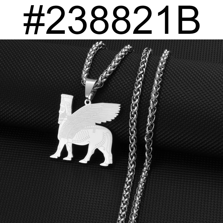 Anniyo Ashur Pendant Neckalces for Women Men Lama,Lamma,Lamassu is an Assyrian Protective Deity Jewelry #238821 birthstone charms & pendants Necklaces & Pendants