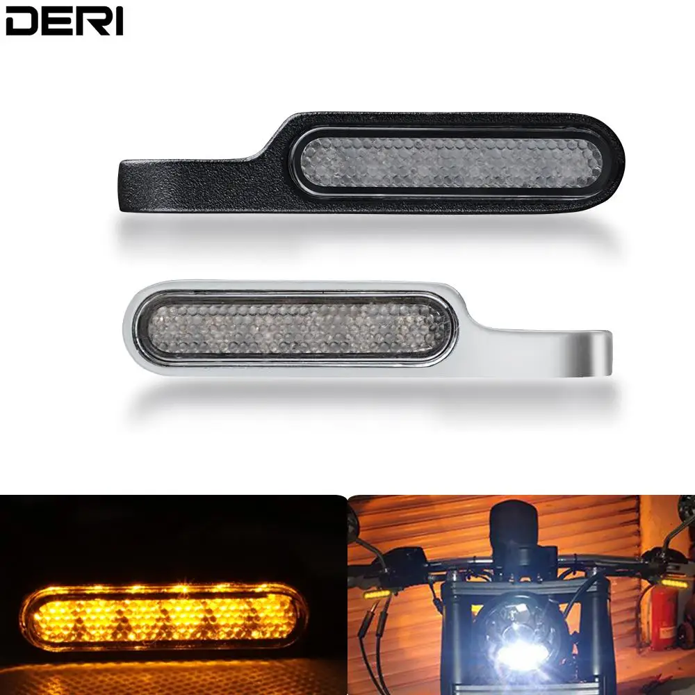 2 uds de la motocicleta de la señal de los indicadores ámbar Mini luz LED de intermitente manillar intermitente para Cafe Racer Scooter motocicleta DC 12V