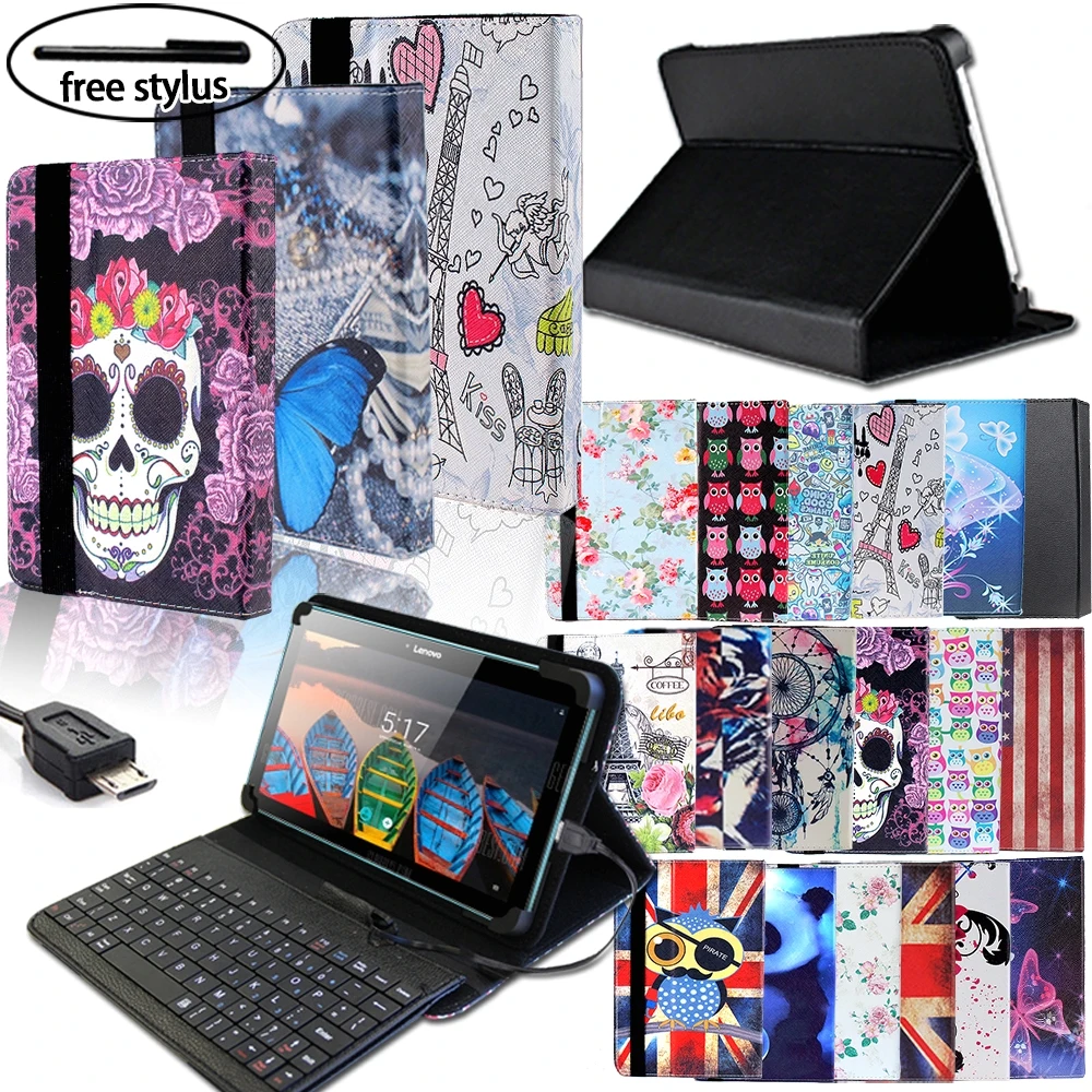 Foldable Leather Tablet Stand Folio Cover Case Wired Keyboard Suitable for Lenovo IdeaPad/Miix 2/Tab/Yoga Book/Tab 2 | Компьютеры и