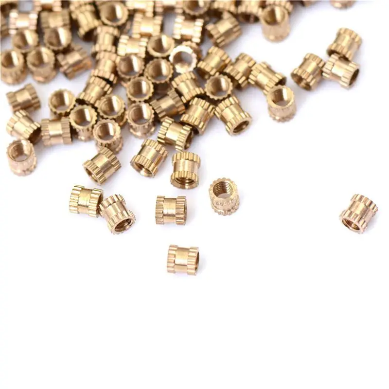 M3 x 5mm x 5mm латунная цилиндрическая рифленая Резьбовая вставка Встроенная гайка