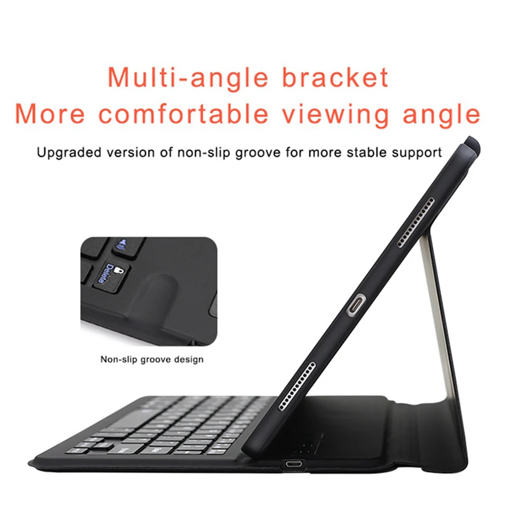 Tablet Case for iPad 10.2 2019 Bluetooth Keyboard with Pencil Holder Flip Smart Cover for iPad 7 7t