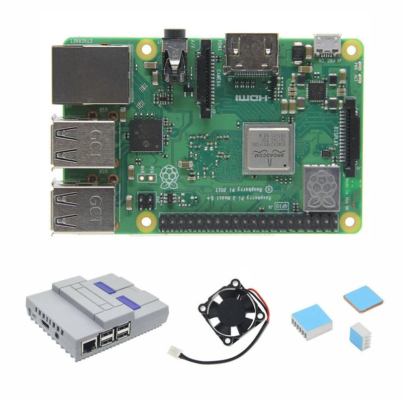4 в 1 Raspberry Pi 3 Model B+(плюс) плата+ мини Nes Стиль Чехол/корпус+ вентилятор охлаждения+ радиаторы