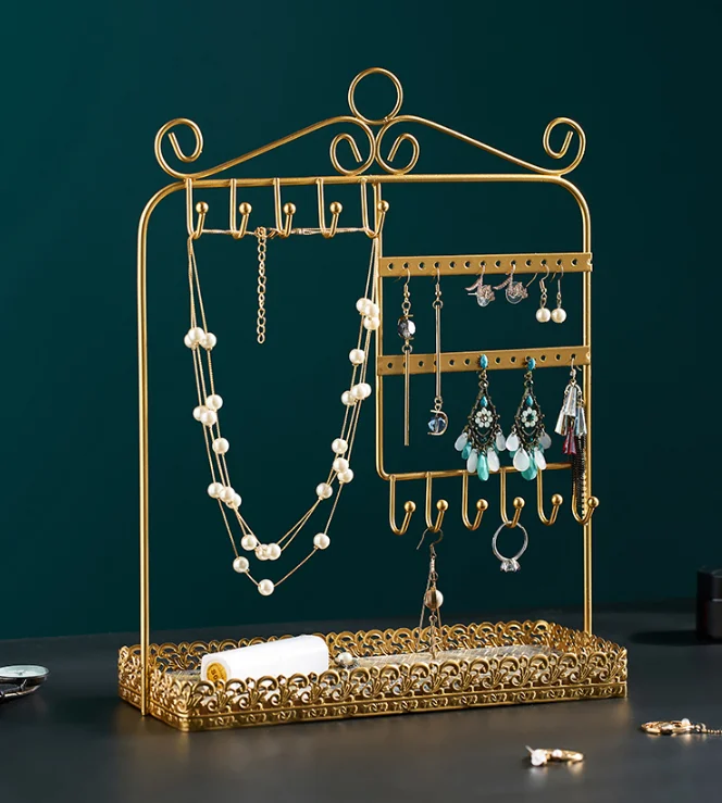 Fashion light luxury pieces creative household bedroom decorations room layout table top jewelry storage rack J05