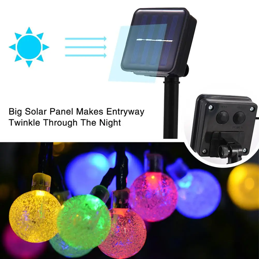 6.5M 30LED Solar Powered Bubble String Lights Garden Home Party Night Light Colorful IP43 Waterproof Decoration Bulb Light