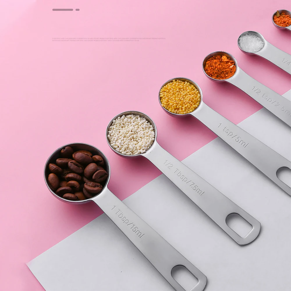 10 pcs/set Measuring Spoons Stainless Steel Seasoning Coffee Tea Measuring Spoons With Scale Bakery Tool Kitchen Supplies
