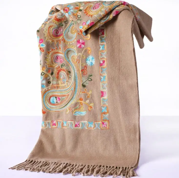 Зимний шерстяной уплотненный шарф 200*70 индийская бандана непальский дизайн, высококачественные шали и шарфы, шерстяной шарф с вышивкой для женщин - Color: design 1