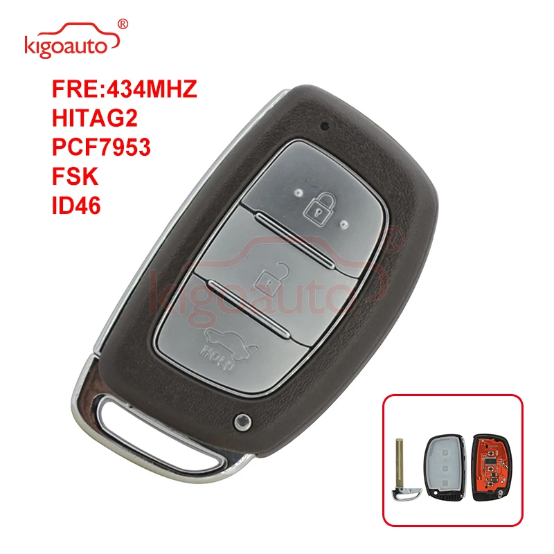 

Kigoauto 3 button 433Mhz ID46-PCF7953 for Hyundai IX35 smart remote car key