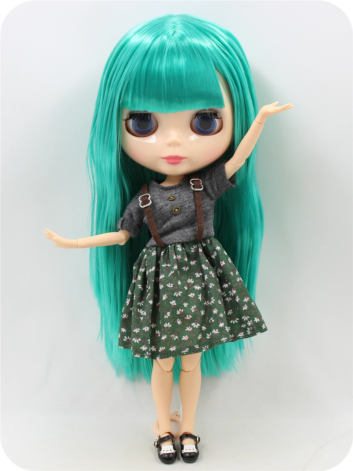 Neo Blythe Doll with Turquoise Hair, Natural Skin, Shiny Face & Factory Jointed Body 1