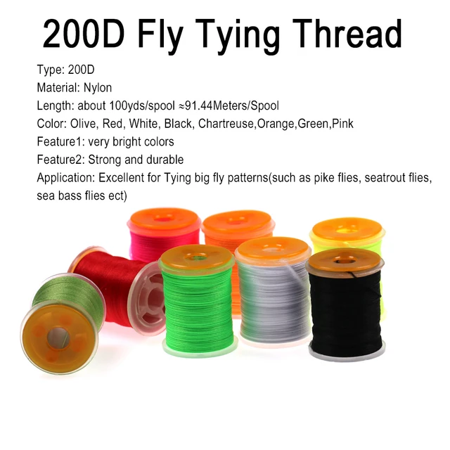 Fly Tying Thread,Fly Tying Thread Fishing Accessories Flies Tying Thread  Material Fluorescent 100Yard 200D Bass Fishing Hook Line(White)