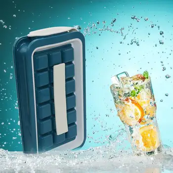 

Portable Ice Cream Maker 18 Grid Folding Ice Tray Making Mold Cube Storage Box Silicone Ice Cube Maker Kitchen Tools