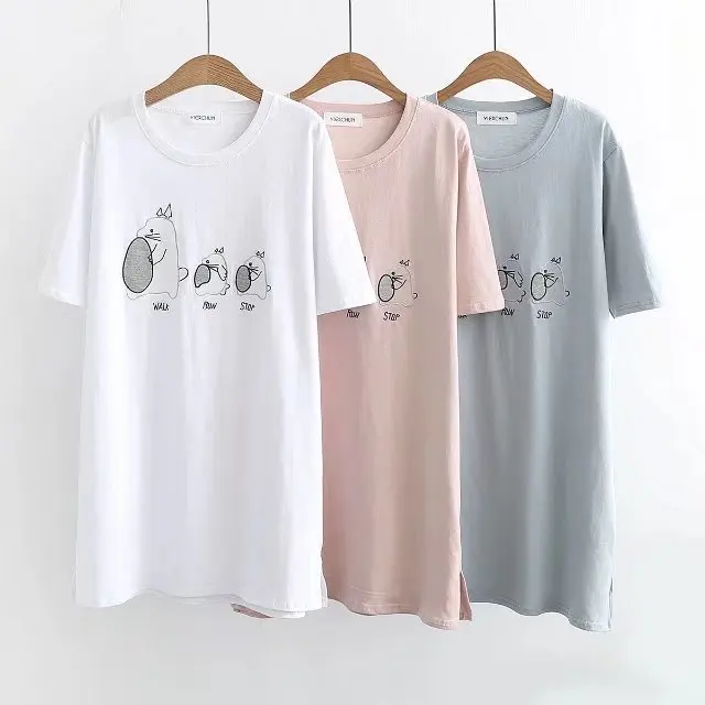 

Summer Wear New Style Korean-style Students Versatile Short Sleeve Women's Hippo a Printed Mid-length Base Skirt Fashion S7062