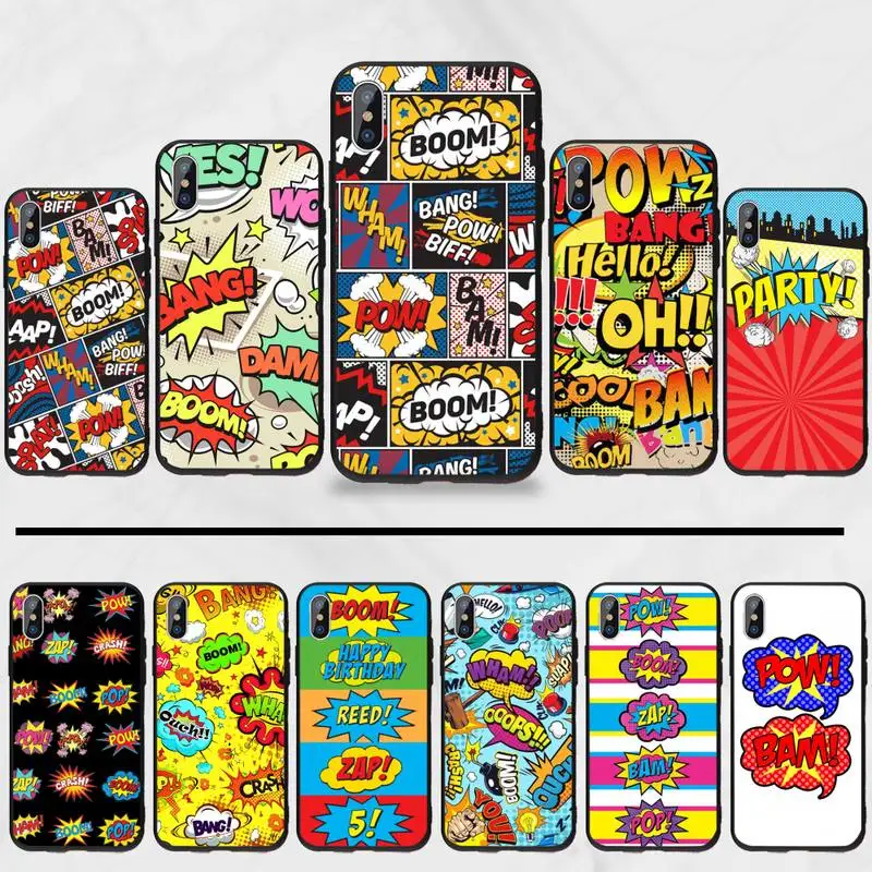 Чехол для телефона Boom pop art с рисунком комиксов iPhone 11 12 mini pro XS MAX 8 7 6 6S Plus X 5S SE 2020 XR |