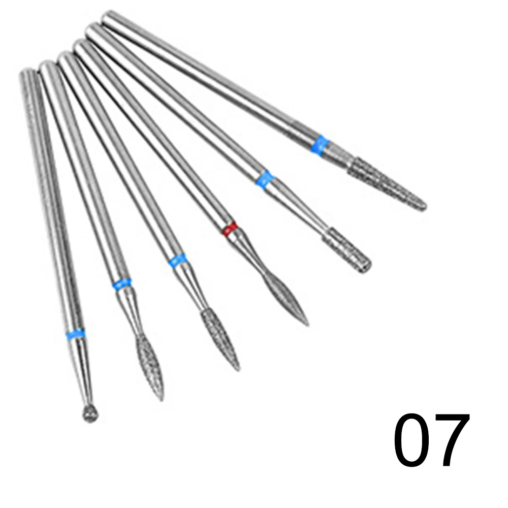 6 Pcs/Set Nail Drill Bits Diamond Burr Nail Drill Bit File For Manicure 3/32" Milling Cutter Pedicure Gel Nail Art Tools Files - Цвет: 07