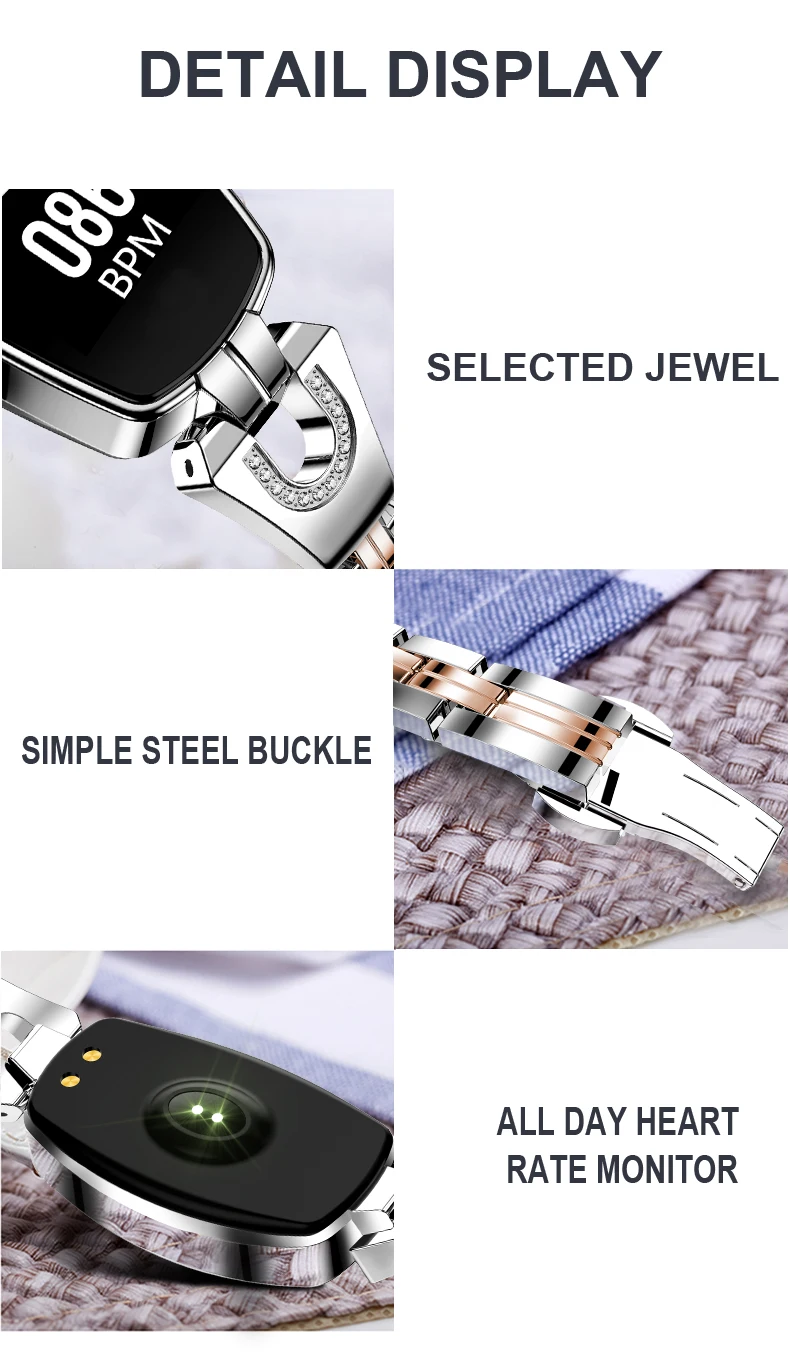 H8 Smart Watch Sport Heart Rate Monitor IP67Waterproof Fitness Bracelet Girl Women Sport Watche Smartwatch metal for Android ios