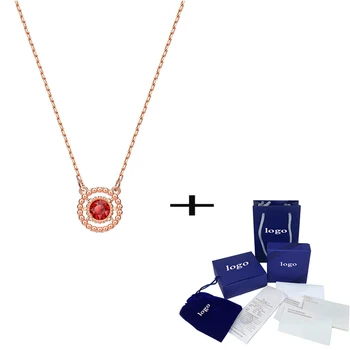 

SWA New OXYGEN Necklace Red Jumping Crystal Ladies Necklace Elegant Simple Jewelry for Mom and Girlfriend Best Fashion Gift