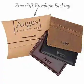 

Genuine Leather RFID Card Hodler Slim Wallet Men Card Case Money Sleeve Purse Free Gift Packing R-8101