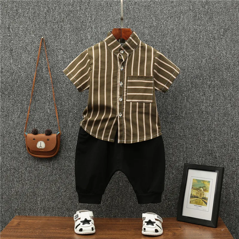 2020 Новая летняя модная детская спортивная одежда в полоску из От 0 до 4 лет хлопка