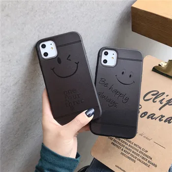 

100pcs Black Matte Smile Face Soft Silicon TPU Case for iPhone XS Max XR X 7 8 Plus 6 6S Plus 5 5E 5S 11 Pro Back Cover case
