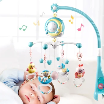 

Baby Crib Mobiles Toy Holder Rotating Rattles Bed Bell Musical Box Projection 3-18 Months Newborn Infant Baby Bed Stroller Toys