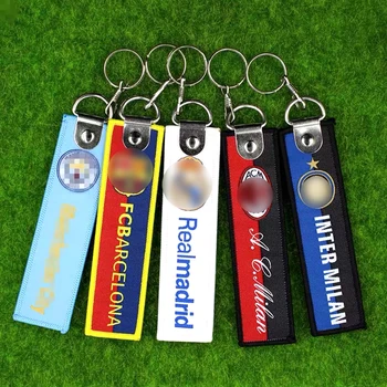 

Motorcycle Cars Keychain Fabric Double Embroidery For Football Club Manchester United/Bayern/Dortmund/Chelsea LOGO Keychain/Ring