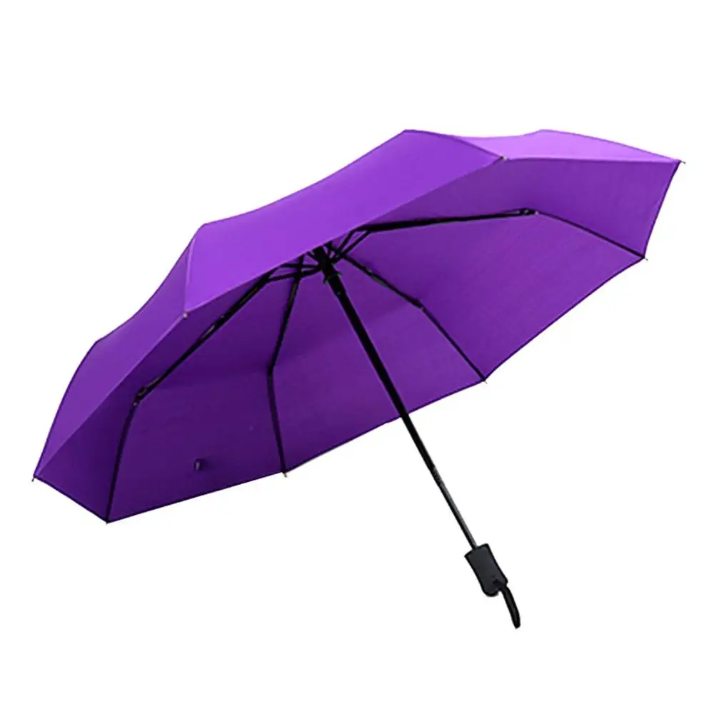 Purple Полностью автоматический портативный складной зонт высокого качества для женщин ветрозащитный зонт для мужчин УФ-защита CD - Цвет: Purple
