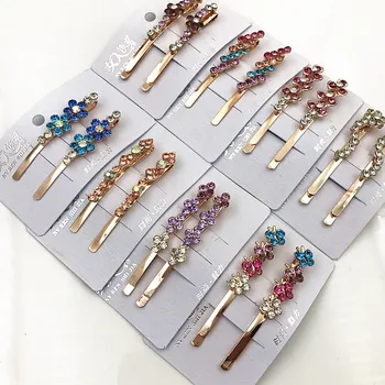 

2PC Women Pearl Shining Hair Clip Gold Hairpin Headwear for Women Rhinestone Hairpin Barrette Hair Accessories for girls Random