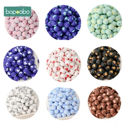 Bopoobo Cuentas redondas de silicona para bebé, 14CM, de dos colores, sin BPA, juguete para morder, accesorios masticables, productos para bebé, 10 Uds.