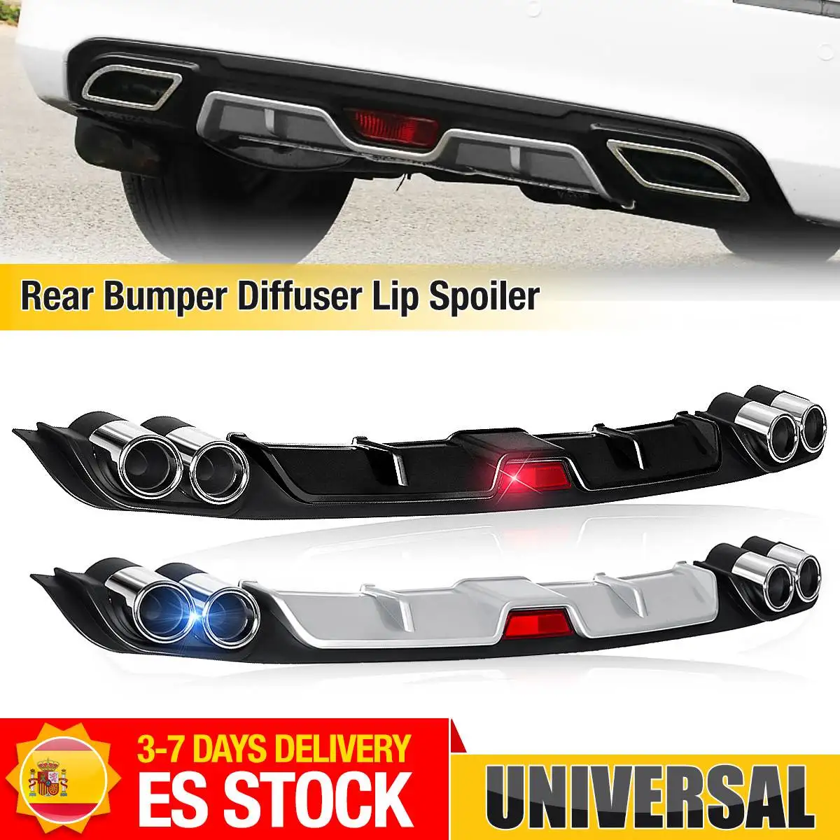 1 Pair of Universal ABS Car Modified Rear Bumper Canard Diffuser Spoiler Lip Splitter Fins Suuonee Rear Bumper Lip Splitter carbon fiber 